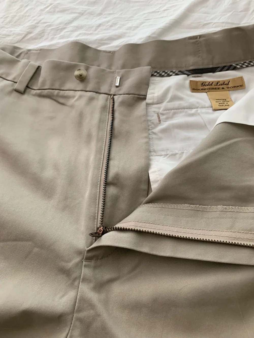 Men's Tailored Light Taupe Dress Pants 38x32 Cotton Office